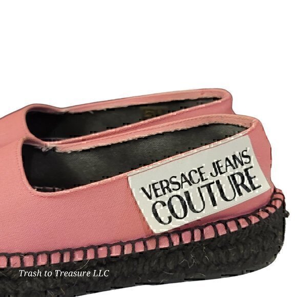Versace Jeans Couture Espadrilles Flats Pink 35 Black 5 - Picture 3 of 10